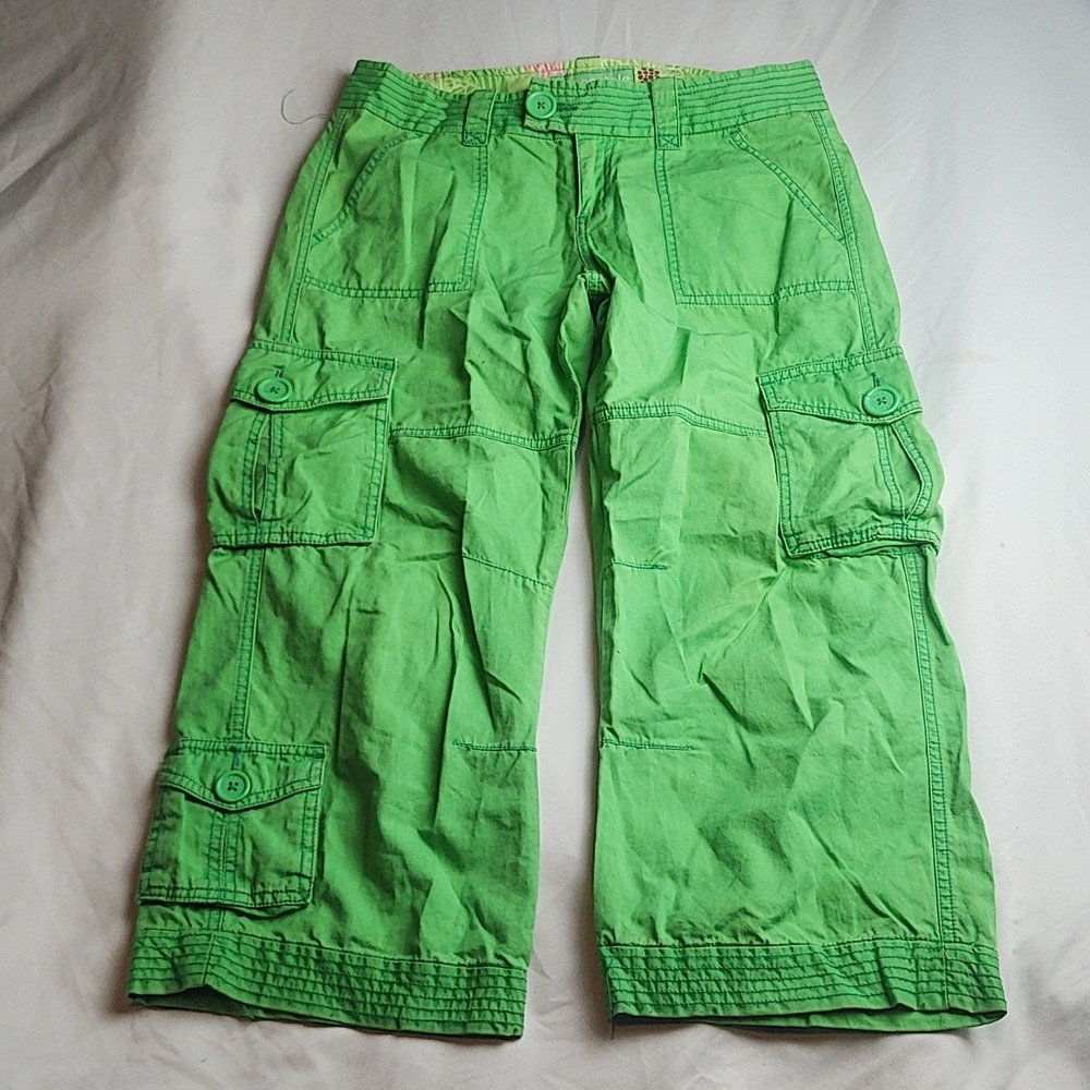 Aeropostale Cargo Capri Pants 100% Cotton Green Women's Size 5/6